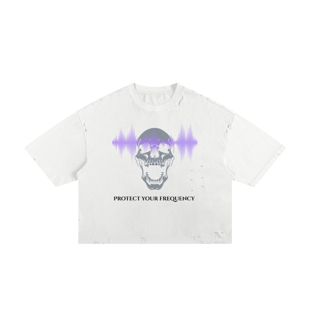 “PROTECT YOUR FREQUENCY” Frayed Box Tee